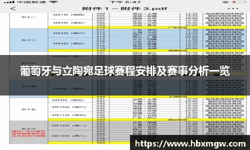 葡萄牙与立陶宛足球赛程安排及赛事分析一览